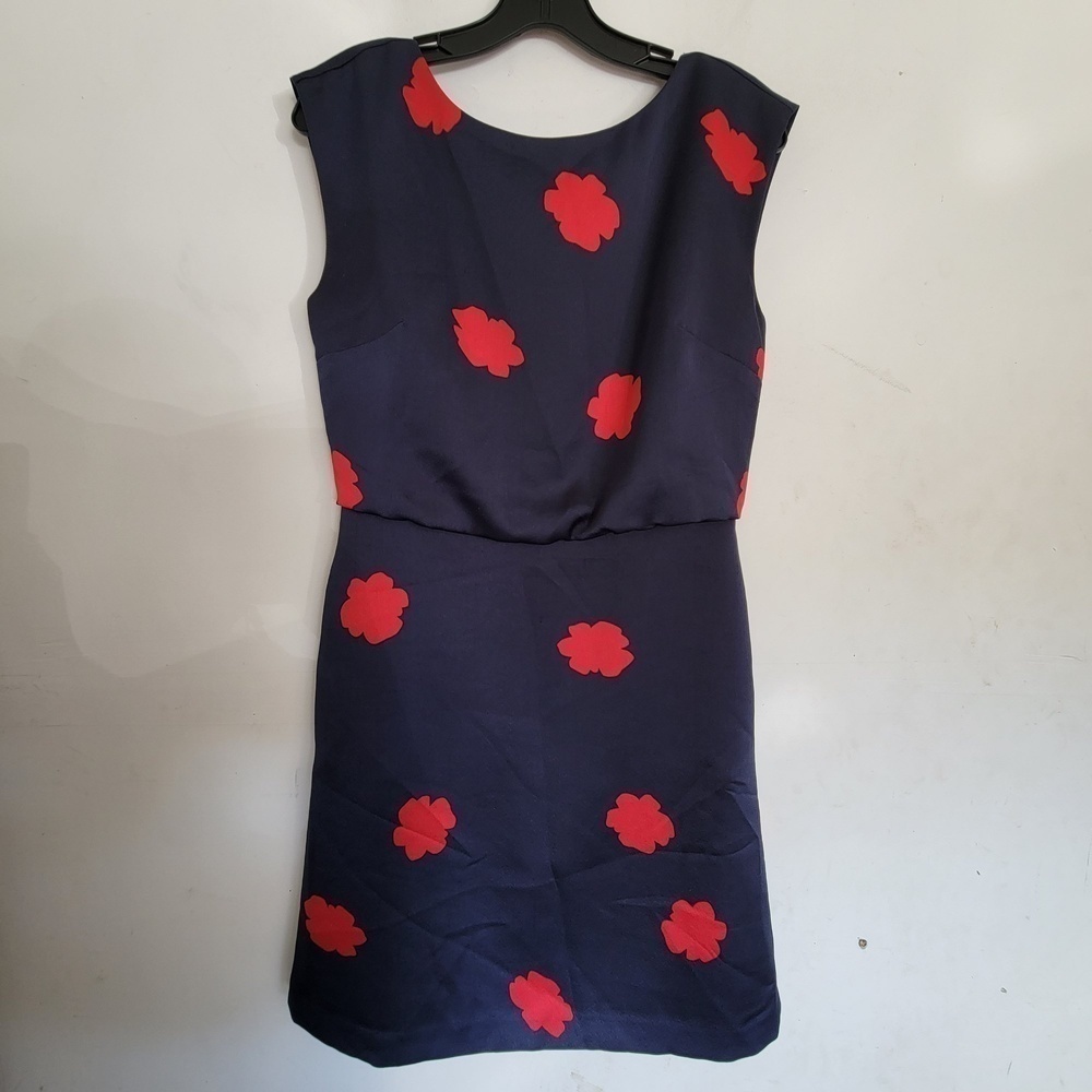 Banana Republic Navy Blue Red Floral Print Sleeveless Sheath Dress Size 0